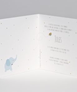 Carte invitation elephant bleu
