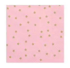 serviette en papier rose /étoiles dorées