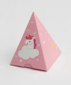 boite à dragées licorne rose pyramide
