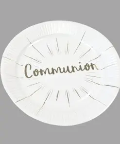 Assiette blanc et argent deco communion