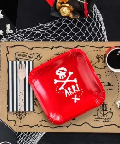 Decoration pirate anniversaire - assiette rouge
