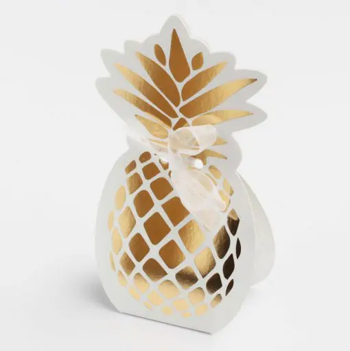 boite a dragees ananas or et blanc