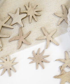 confettis de table en bois naturel forme étoile de mer