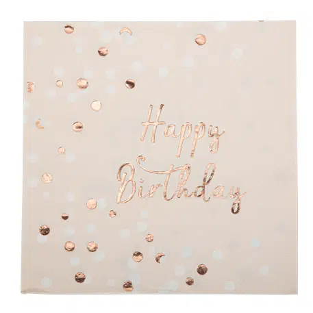 Serviette anniversaire Happy birthday confettis rose