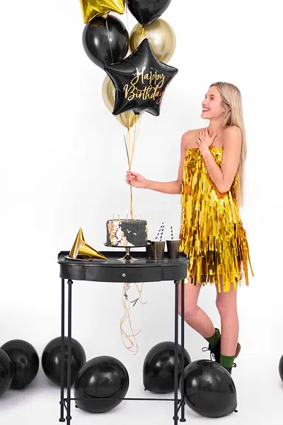 Ballon Etoile - Happy Birthday - Noir Et Or – La Boite à Dragées