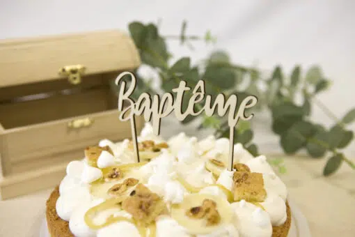 Décor de gâteau "Baptême"