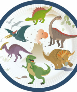 Assiette carton anniversaire dinosaure