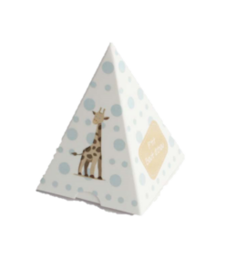 boite-a-dragees-pyramide-girafe bleu ciel