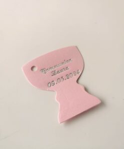Étiquette à dragées calice rose