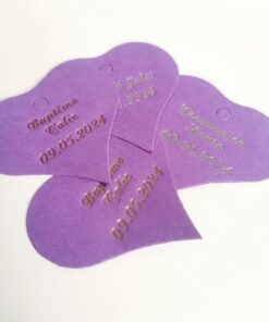 Etiquette dragées coeur violet