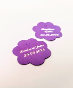 Etiquette dragées fleur violet