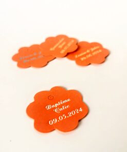 Etiquette dragées orange fleur